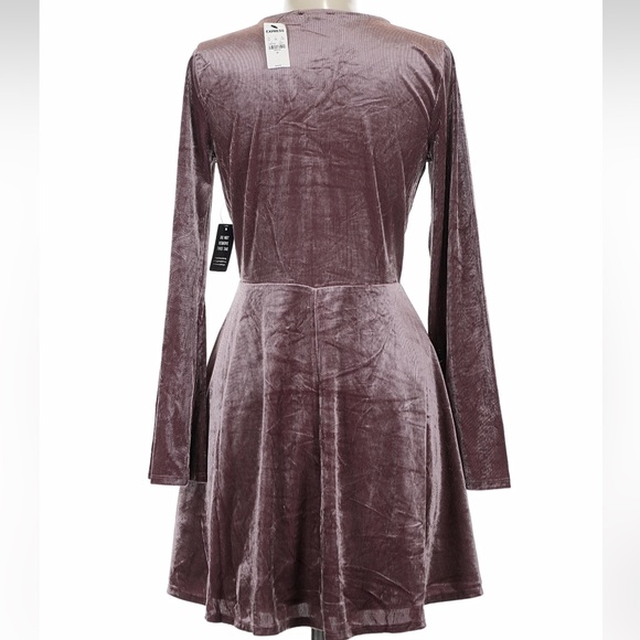 Express Mauve Velvet Long Sleeve Dress - Picture 2 of 7